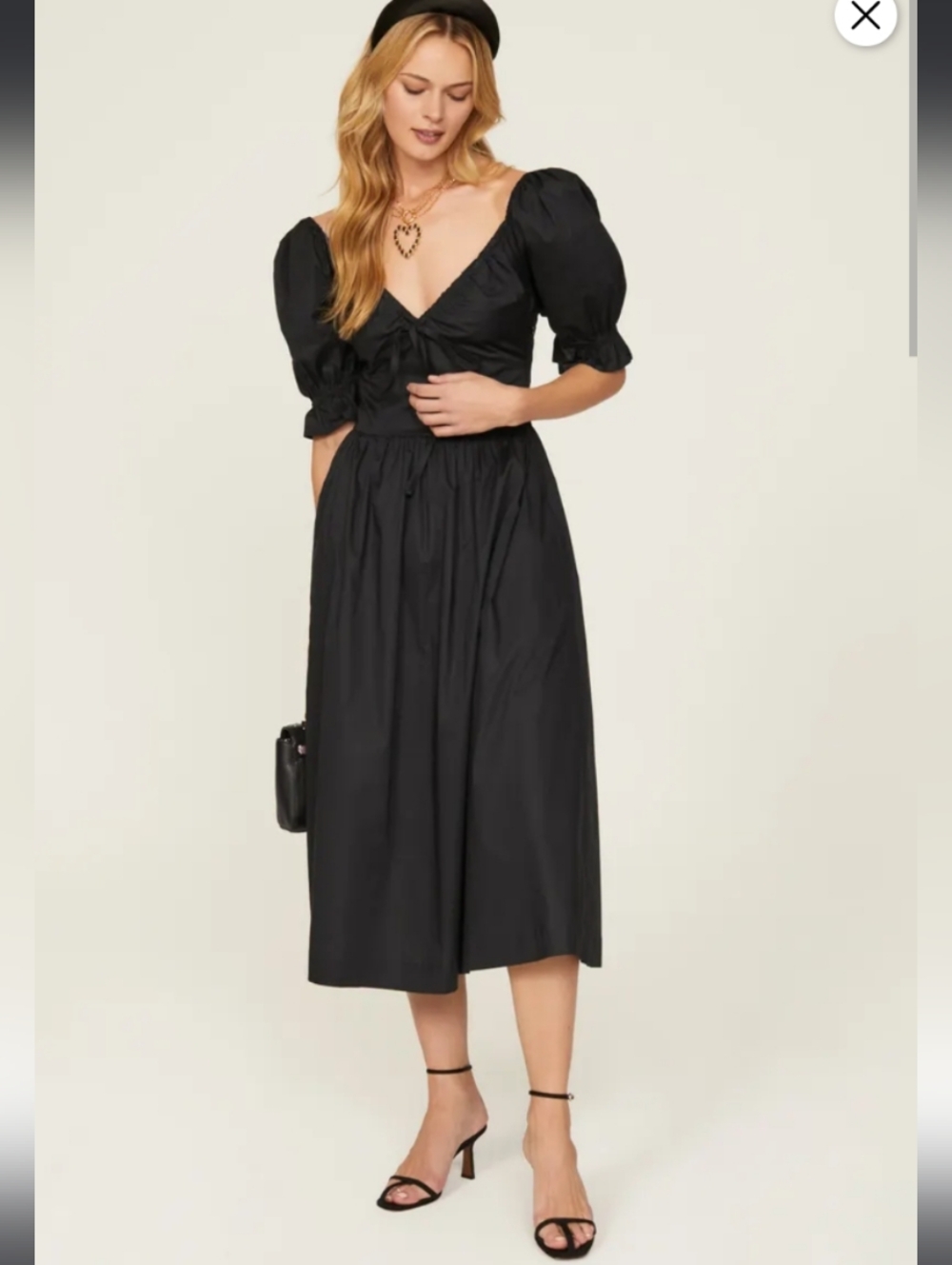Hill House Ophelia Midi Black Puff Sleeve Dress